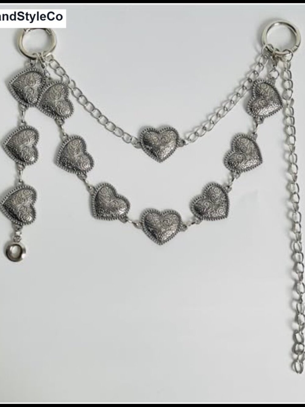 Silver Vintage Heart Chain Keychain Purse Charm - Picture 2 of 6